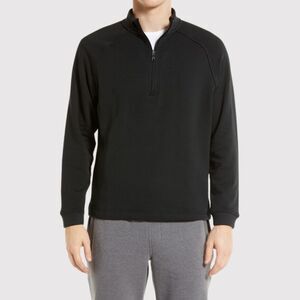 Public Rec Men Sweater Black Weekend Half Zip Pullover Pima Cotton Stretch Large